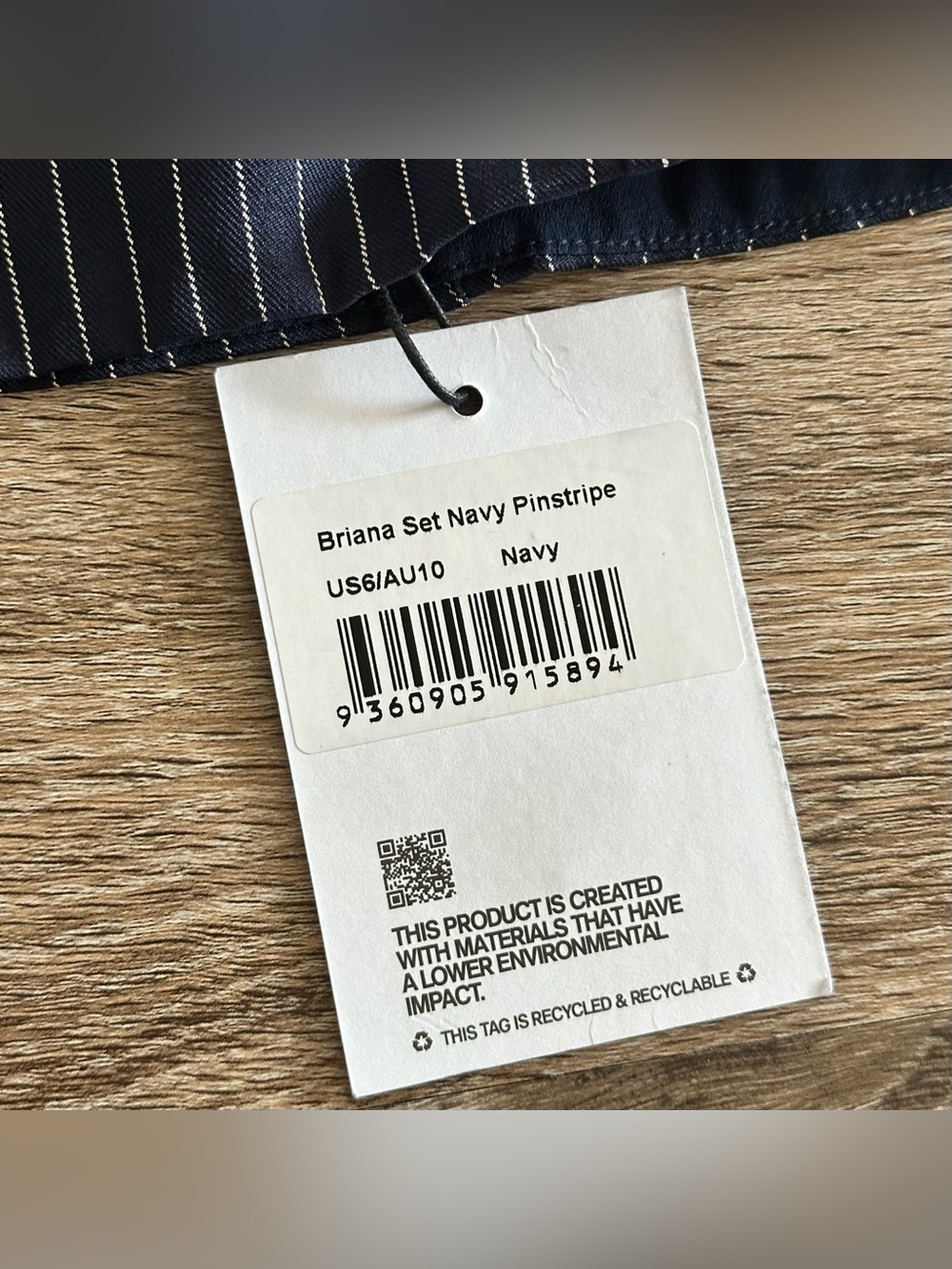 Princess Polly Briana Set Navy Pinstripe Bustier Crop Top & Wide Leg Pant US 6 - Picture 4 of 10